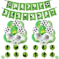 Voetbal verjaardag decoratieset met Happy Birthday banners, ballonnen en speler toppers - Set 2 (Stippen Ballonnen, Banner, Toppers)