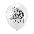 Soccer party balloon with black goal graphic and GOAL text for boys birthday decor - Goal Soccer Design / White