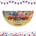 Semi-circle USA 250th anniversary fan flag with Freedom text and vintage design - 45x90 (Flat Style) / Black and Red (02)