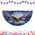 USA 250th anniversary bunting flag featuring bald eagle and 1776-2026 freedom design - 45x90 (Flat Style) / Green and Blue Embroidery (03)