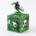Soccer theme party money pull box with green field graphics and football goal illustrations - Football Theme Money Pull Box