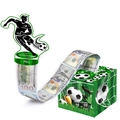 Fußball Geld-Ziehbox mit grünen Motiven und schwarzen Fußballer-Silhouette-Aufsatz - Fußball Tritt Geldbox