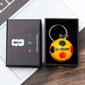 Detailed view of a Germany themed soccer keychain presented in a premium black gift box - Style B Soccer Ball Keychain With Gift Box