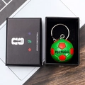 Detail of Portugal football keychain with official red-green design and premium display box - Style J Soccer Ball Keychain With Gift Box