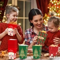 Weihnachtliche Popcorn-Boxen aus Papier mit Weihnachtsmann- und Baummustern für Snacks - Grüner Weihnachtsbaum Stil (緑色圣诞树爆米花)