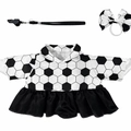 Soccer baby themed porch goose outfit set with football pattern dress and whistle - Soccer Costume Includes Bow And Skirt And Whistle