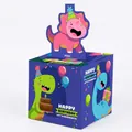 Blaue Dinosaurier-Geburtstags-Geldzugbox mit Cartoon-Illustrationen und Pop-up-Lasche - Kleiner Dinosaurier Geldbox
