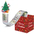 Red Christmas money pull gift box with Merry Christmas prints and dollar roll props - Christmas Theme Style 1