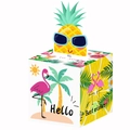 Tropical flamingo summer theme party money pull box with pineapple and palm leaf motifs - Green / Pineapple Bird Money Box (in Stock)