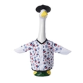 23-inch goose outfit featuring white soccer print shirt and black mini round hat set - Red White Blue Football Pattern