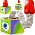 Green monster themed money pulling box with prop dollar bills for birthday parties - Green Furry Monster Theme (Money Pulling Box)