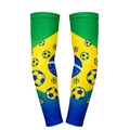 Brazil flag style cooling arm sleeves with football print for sports and sun protection - Brazil