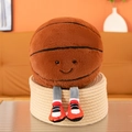 Funny basketball plush toy with long legs and sneakers sitting on a woven basket - 18cm / Basketball With Red Shoes