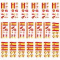 Spain flag temporary tattoo stickers set with soccer designs for sports fans - Spain Style