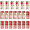 Set tatuaggi temporanei bandiera Portogallo con disegni cuore e fiamma per tifosi, 20 fogli - Stile Portogallo