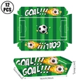 Lot de 12 barquettes alimentaires jetables thème football avec motif terrain vert - Motif de Lettres Goal Pelouse