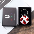 Official FIFA World Cup 2026 red and white puzzle soccer keychain with branded gift box - Style K Soccer Ball Keychain With Gift Box