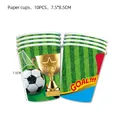 10er-Set grüne Fußball-Pappbecher für Kindergeburtstage und Sport-Motto-Partydekoration - Papierbecher / 10er Pack / Smaragdgrün
