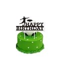 Fußballer-Silhouetten Tortenaufsatz mit Happy Birthday Schriftzug für Partydeko - Großer Tortenaufsatz / 1 Stück / Schwarz