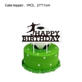 Detail of football birthday cake topper with soccer player silhouette and happy birthday text - Large Cake Topper
