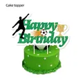 Décoration de gâteau football pailletée avec trophée et silhouette de joueur - Grand Cake Topper