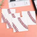 Detailopname van vierkante servetten met rood honkbalstiksel voor sportthemafeesten - Honkbal