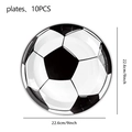 Detail van 10 stuks 9-inch papieren borden met voetbalthema en klassiek voetbalpatroon - Zwart-Wit Voetbal Grote Borden