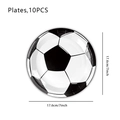 Set van 10 voetbal patroon wegwerp papieren borden voor thema verjaardagsfeestjes 17,6cm - Zwart-Wit Voetbal Kleine Borden