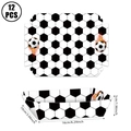 Lot de 12 plateaux à collation jetables thème football avec graphismes et dimensions - Motif de Football Noir et Blanc