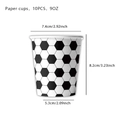 Detailed size specifications for a 9oz soccer theme disposable paper cup 10-pack set - 9oz Paper Cups (10 PCS)