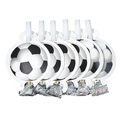 Set of 6 football themed party blowouts with green silver holographic tinsel and soccer card - Blowouts (White Soccer) / Set of 6