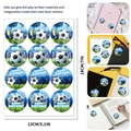 Detail showing soccer theme party stickers with trophy and goal icons for decoration - Decorative Sticker Set