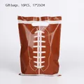 10-piece American football themed gift bags in brown with white stitching patterns - Brown Rugby Stitching Style / 10 Pieces Pack