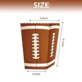 Détail de la boîte à pop-corn football américain avec dimensions et texture marron - Style Football Américain