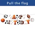 Sports themed Happy Birthday banner with football basketball and baseball patterns - Banner 17 Pieces