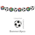 Striscione per festa a tema calcio con 8 pezzi con obiettivi e trofei sportivi - Banner Rotondo Calcio