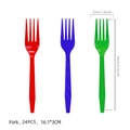 Set di 24 forchette in plastica colorata rosso blu e verde per feste di calcio - Forchette di Plastica