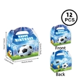 Set of 12 soccer-themed birthday gift boxes with dimensions showing size and handle - Gift Boxes with Handle