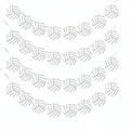 Detail view of volleyball themed banner party decorations with printed circular flags - White Volleyball / Set of 8