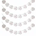 Baseball themed party banner set featuring red stitching design on white circular paper cards - White Baseball / Set of 8