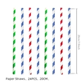 Set di 24 cannucce di carta a strisce colorate rosso blu e verde per decorazioni - Cannucce di Carta a Righe Colorate