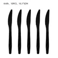 Pack of 10 black plastic disposable knives with serrated edges for soccer theme parties - Black Plastic Knives (10 PCS)