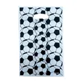 Set of 10 black and white soccer theme plastic party favor gift bags with handles - Soccer Gift Bags (10 PCS)