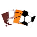 Vierteiliges Set Sport-Papierservietten mit Fußball-, Basketball- und Baseballmotiven - Multisport Druck Servietten