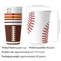 40-piece sports theme paper cups set featuring football and basketball designs for parties - Paper Cups - 40pcs