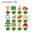 Set de 24 décorations de cupcakes thème football avec trophées pour fête d'anniversaire - Décorations pour cupcakes