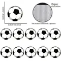 Set di 10 adesivi da calcio bianchi e neri diametro 5 cm con punti colla inclusi - Adesivo Calcio / Tipo standard