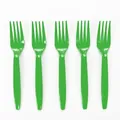 Lot de cinq fourchettes en plastique vert vif pour décoration de table d'anniversaire enfant - Fourchette Vert Foncé