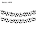 Fußball Party Banner Girlande mit 8 Teilen für Sport Geburtstag Dekoration - Fußball Muster Banner / 8er Set / Schwarz & Weiß