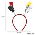 Soccer fan headband with spring-mounted red and yellow cards and punching fist design - Red and Yellow Cards Style